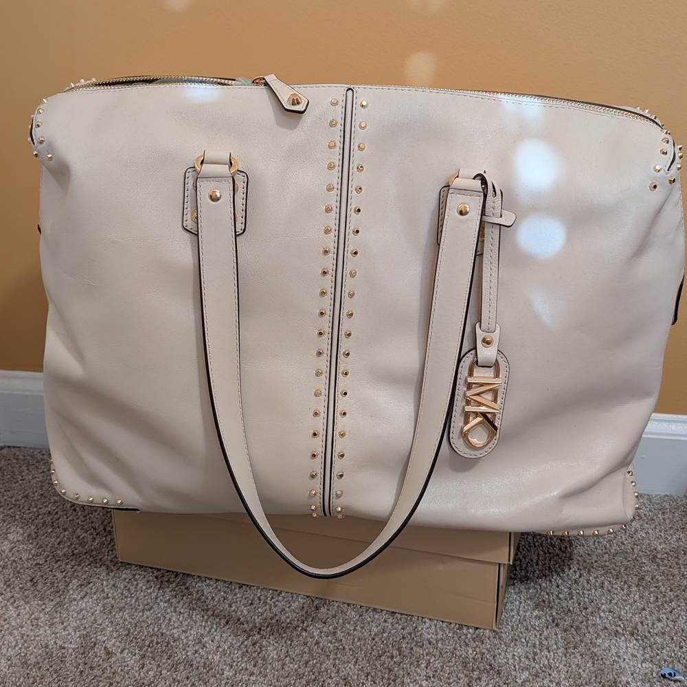 Michael Kors Cream Leather Tote Bag with Double Straps